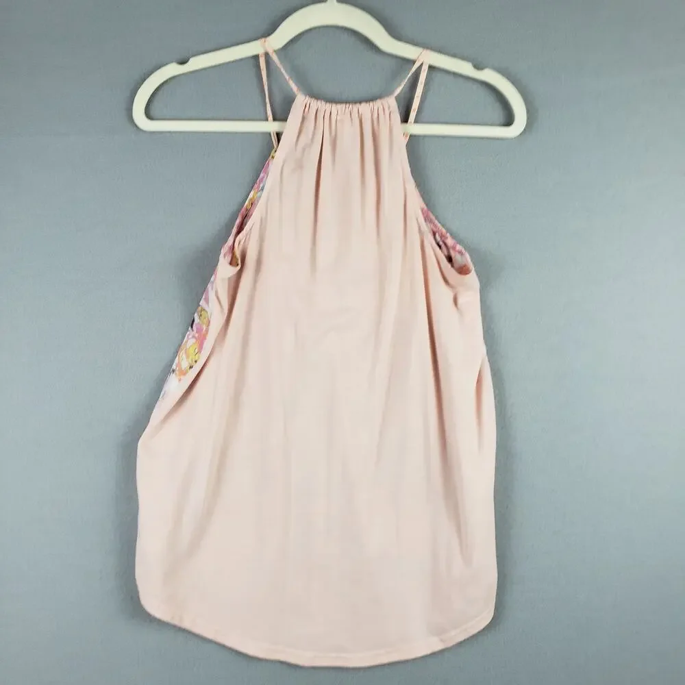 Gilligan & O'Malley Women's XS High Neck Sleepwear‎ Tank Top Pink Floral Pajama